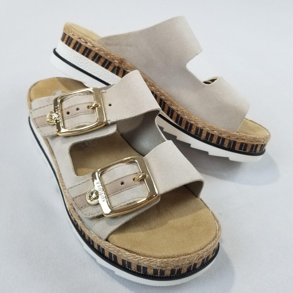 Rieker Antistress Sandals Womens 7.5 Regina V7955 Iceberg Nude Suede Platform